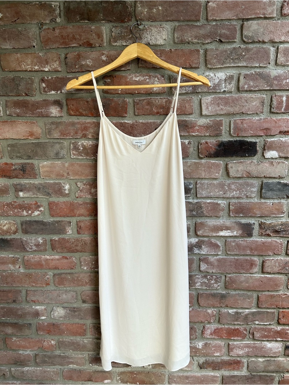 Babaton Silky Cream Slip Dress with Adjustable Spaghetti Straps